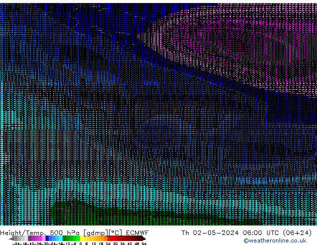 Height/Temp. 500 hPa ECMWF czw. 02.05.2024 06 UTC