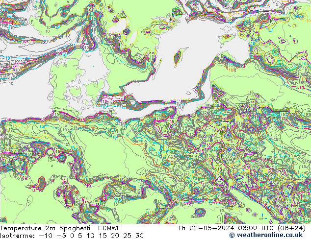 карта температуры Spaghetti ECMWF чт 02.05.2024 06 UTC