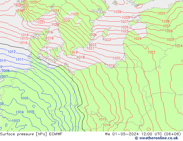 pression de l'air ECMWF mer 01.05.2024 12 UTC