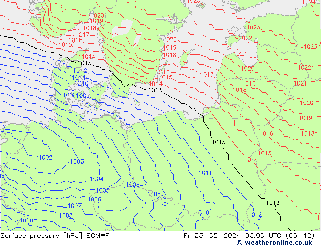 Bodendruck ECMWF Fr 03.05.2024 00 UTC