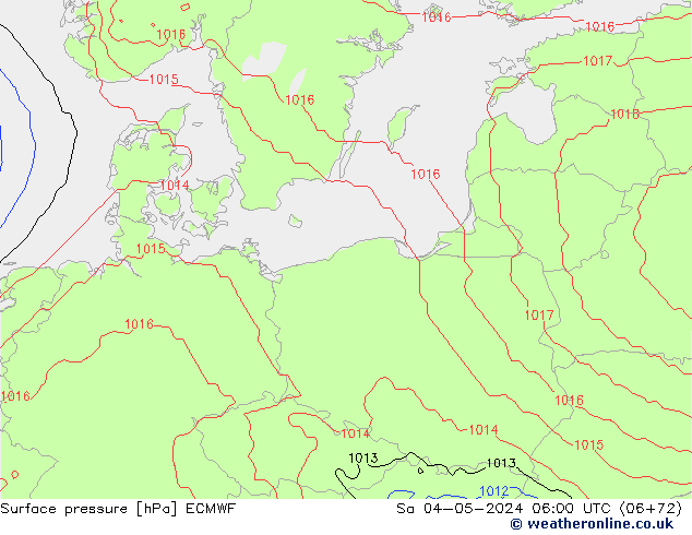 Pressione al suolo ECMWF sab 04.05.2024 06 UTC