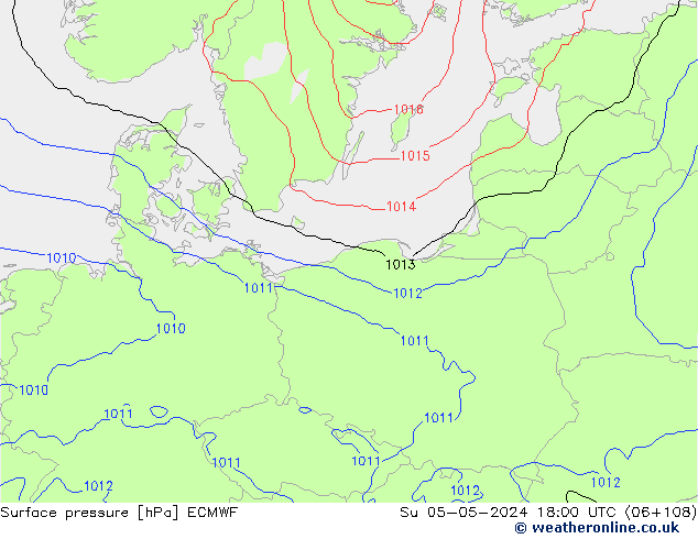 Surface pressure ECMWF Su 05.05.2024 18 UTC