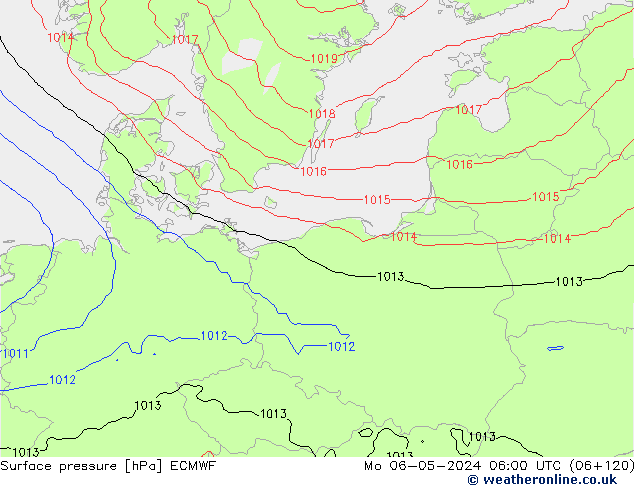 приземное давление ECMWF пн 06.05.2024 06 UTC