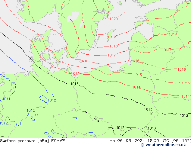 Luchtdruk (Grond) ECMWF ma 06.05.2024 18 UTC