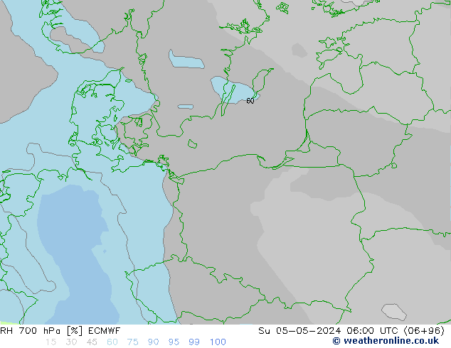 Humedad rel. 700hPa ECMWF dom 05.05.2024 06 UTC