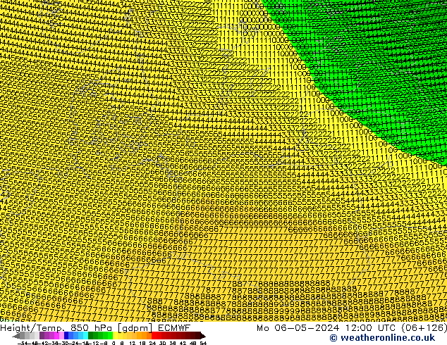 Height/Temp. 850 hPa ECMWF Mo 06.05.2024 12 UTC