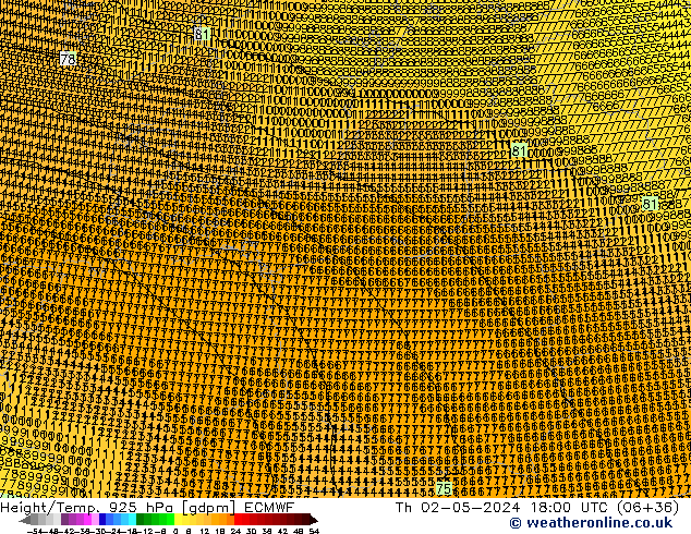 Height/Temp. 925 hPa ECMWF czw. 02.05.2024 18 UTC