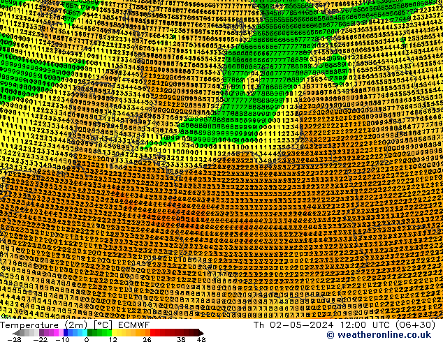 Temperature (2m) ECMWF Čt 02.05.2024 12 UTC