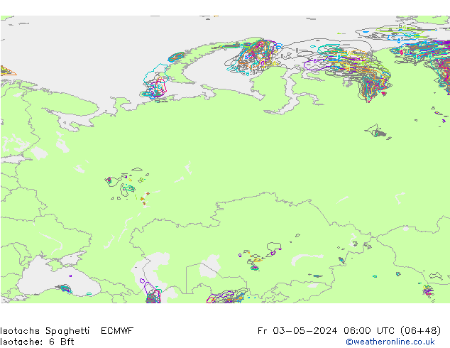 Isotachs Spaghetti ECMWF Fr 03.05.2024 06 UTC