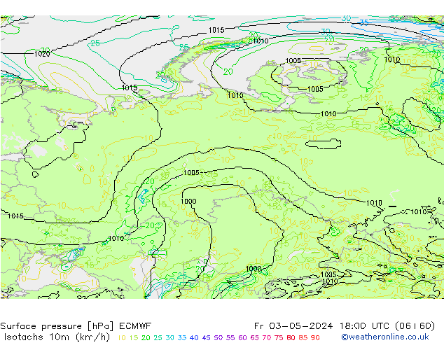 Isotachs (kph) ECMWF Fr 03.05.2024 18 UTC