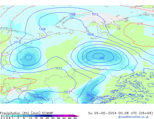 Yağış (6h) ECMWF Paz 05.05.2024 06 UTC