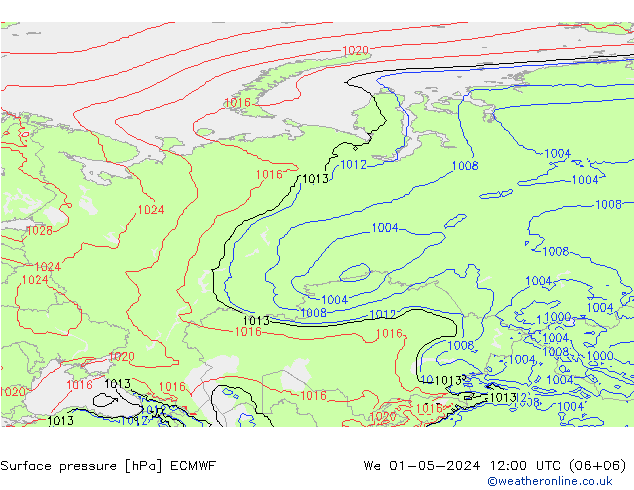 ciśnienie ECMWF śro. 01.05.2024 12 UTC