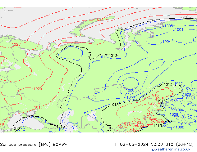 Surface pressure ECMWF Th 02.05.2024 00 UTC