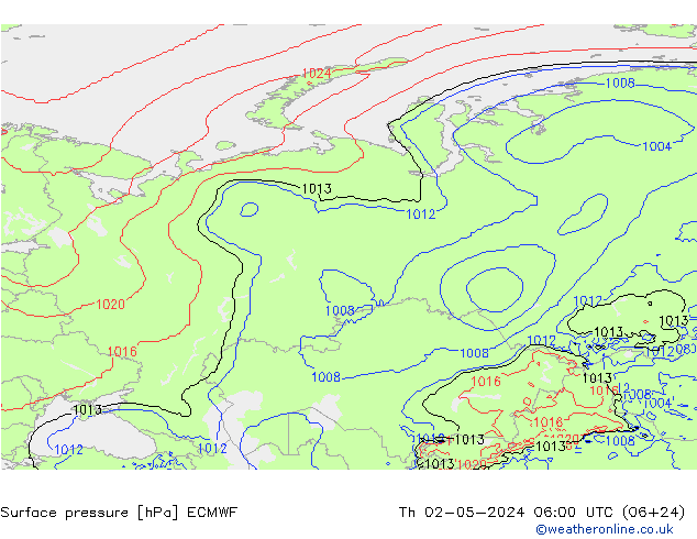 Surface pressure ECMWF Th 02.05.2024 06 UTC