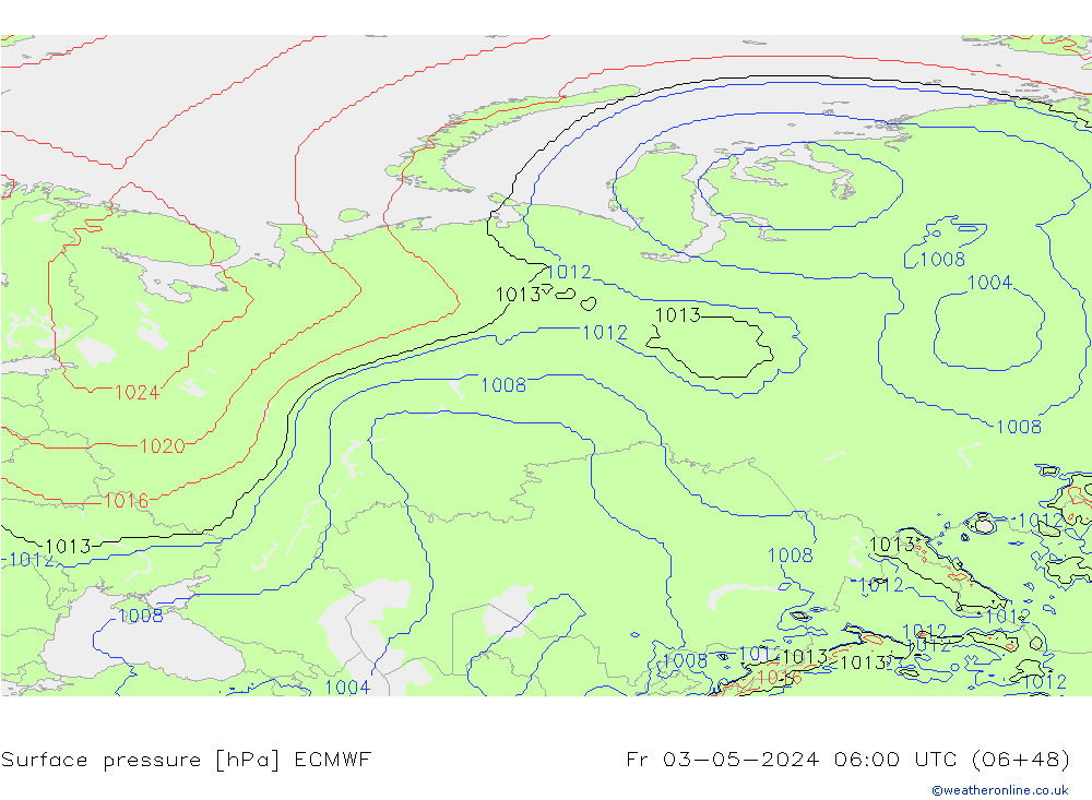 Surface pressure ECMWF Fr 03.05.2024 06 UTC