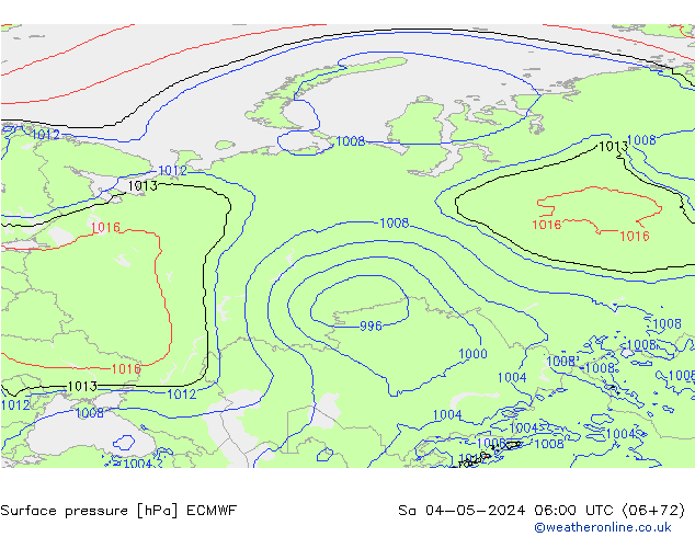 Atmosférický tlak ECMWF So 04.05.2024 06 UTC