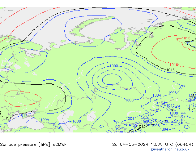 Surface pressure ECMWF Sa 04.05.2024 18 UTC