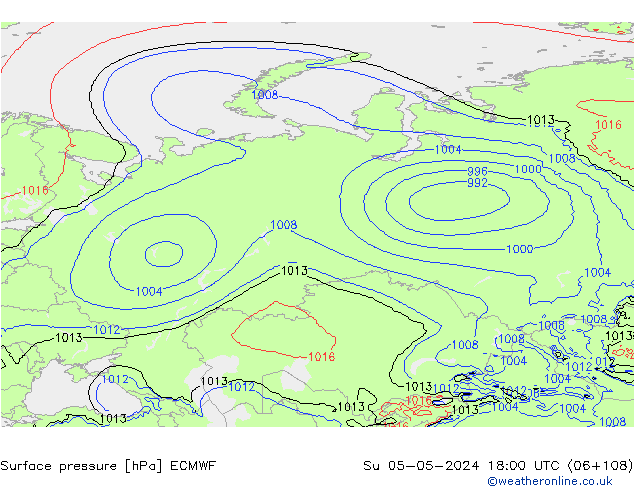 Surface pressure ECMWF Su 05.05.2024 18 UTC