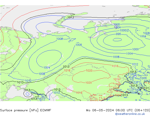 Pressione al suolo ECMWF lun 06.05.2024 06 UTC