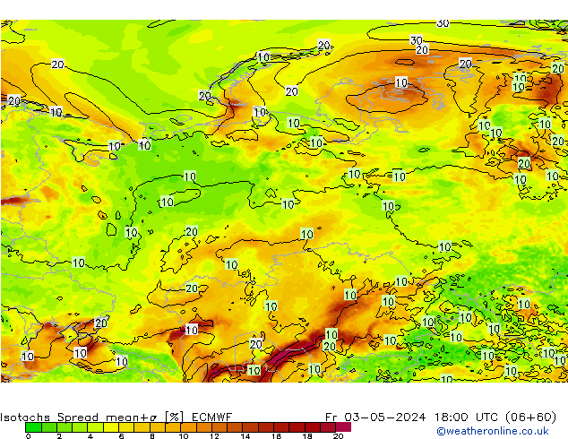 Isotachs Spread ECMWF Fr 03.05.2024 18 UTC