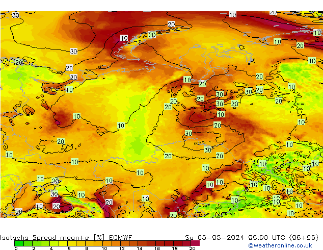 Isotachen Spread ECMWF So 05.05.2024 06 UTC