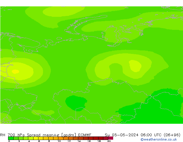 RH 700 hPa Spread ECMWF So 05.05.2024 06 UTC