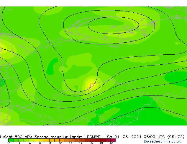 Géop. 500 hPa Spread ECMWF sam 04.05.2024 06 UTC