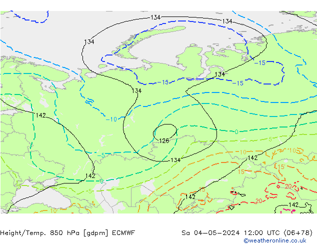 Yükseklik/Sıc. 850 hPa ECMWF Cts 04.05.2024 12 UTC