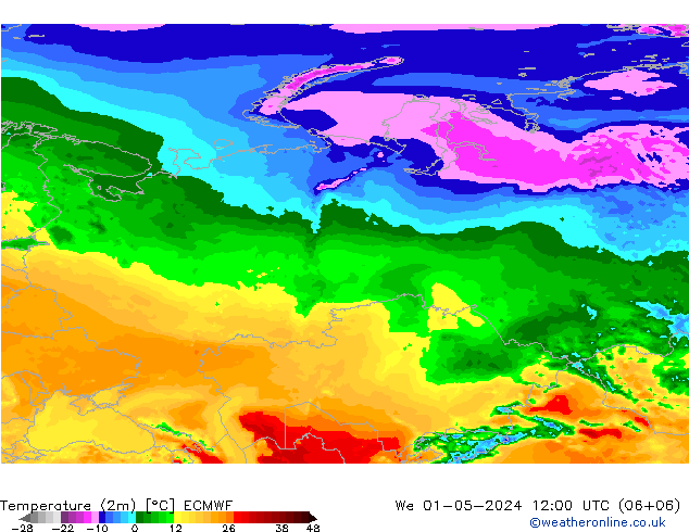 Temperature (2m) ECMWF We 01.05.2024 12 UTC