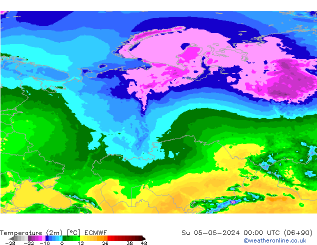 Temperatura (2m) ECMWF dom 05.05.2024 00 UTC