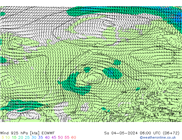 Vent 925 hPa ECMWF sam 04.05.2024 06 UTC