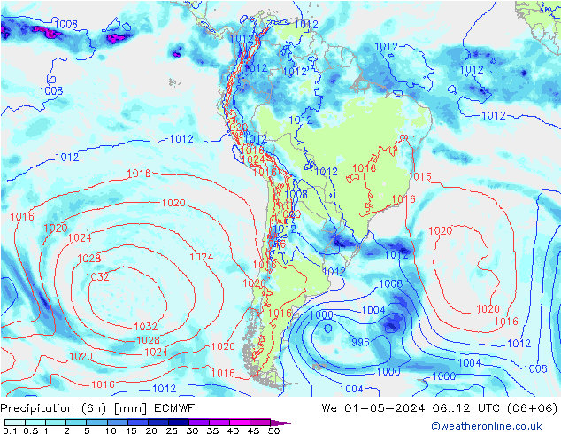 opad (6h) ECMWF śro. 01.05.2024 12 UTC