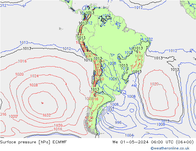 ciśnienie ECMWF śro. 01.05.2024 06 UTC