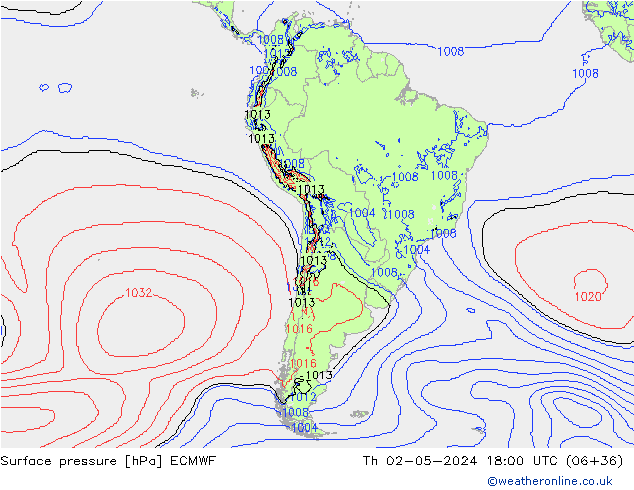 Surface pressure ECMWF Th 02.05.2024 18 UTC