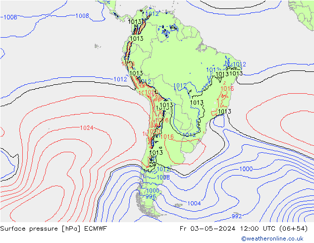 Pressione al suolo ECMWF ven 03.05.2024 12 UTC