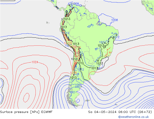 Surface pressure ECMWF Sa 04.05.2024 06 UTC