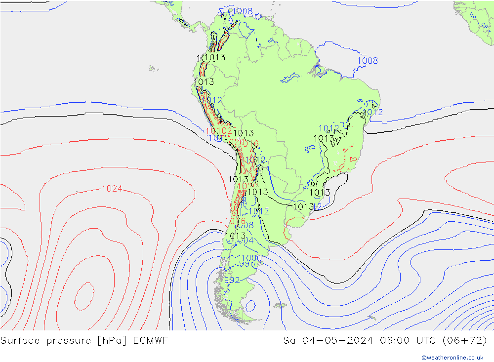 pression de l'air ECMWF sam 04.05.2024 06 UTC