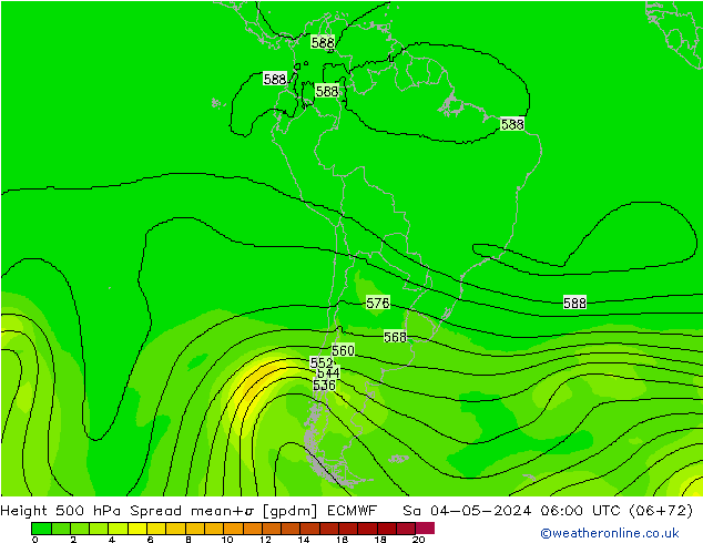 Height 500 hPa Spread ECMWF Sa 04.05.2024 06 UTC