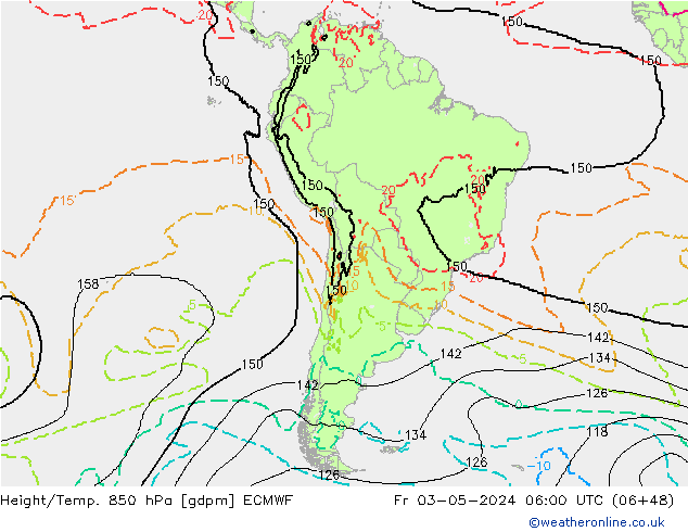 Height/Temp. 850 hPa ECMWF Fr 03.05.2024 06 UTC