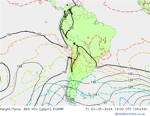 Height/Temp. 850 hPa ECMWF Fr 03.05.2024 12 UTC