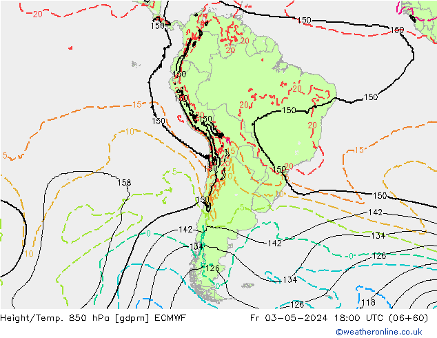 Height/Temp. 850 hPa ECMWF Sex 03.05.2024 18 UTC