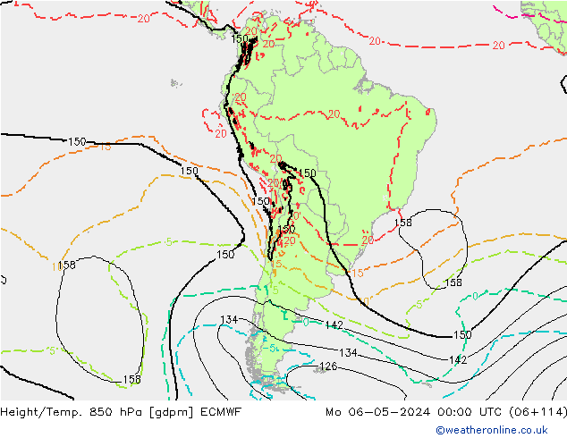 Hoogte/Temp. 850 hPa ECMWF ma 06.05.2024 00 UTC