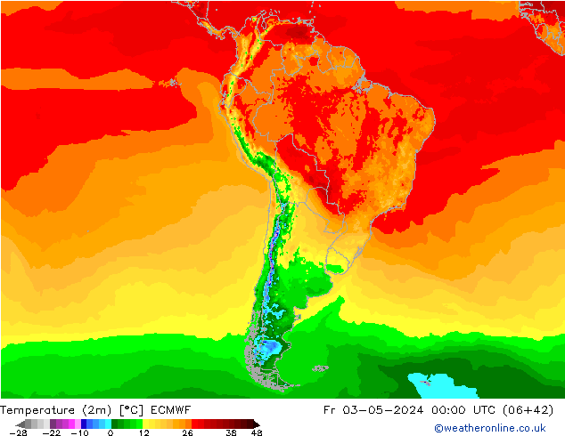 Temperature (2m) ECMWF Fr 03.05.2024 00 UTC