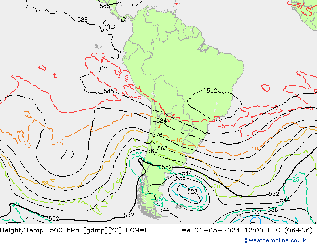 Height/Temp. 500 гПа ECMWF ср 01.05.2024 12 UTC