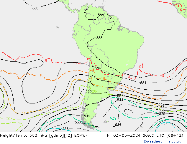 Height/Temp. 500 hPa ECMWF Fr 03.05.2024 00 UTC