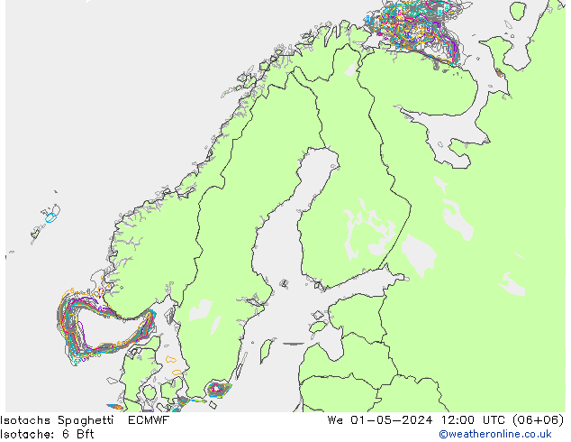Isotachen Spaghetti ECMWF Mi 01.05.2024 12 UTC