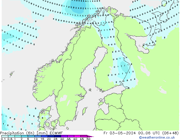 Précipitation (6h) ECMWF ven 03.05.2024 06 UTC