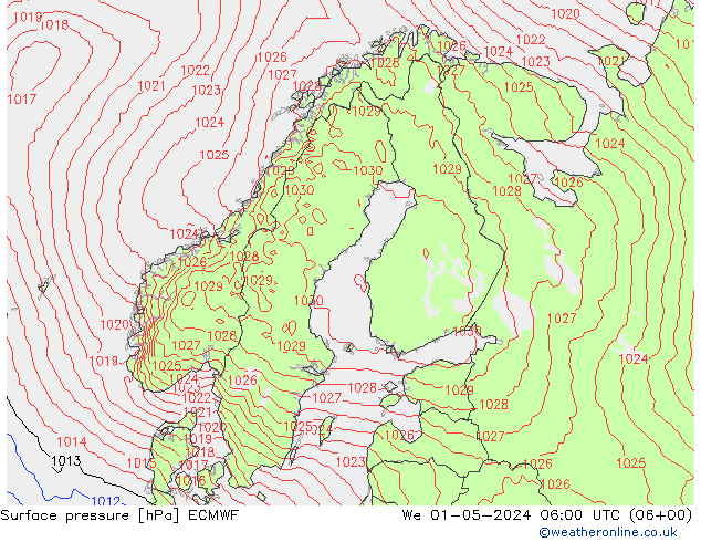 ciśnienie ECMWF śro. 01.05.2024 06 UTC