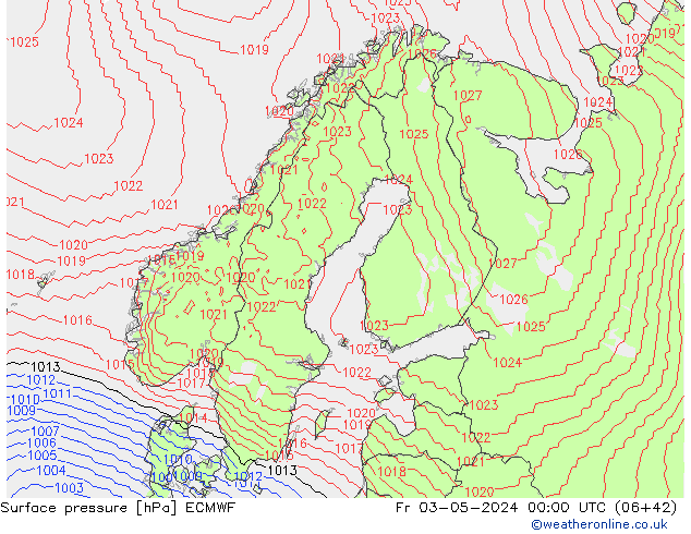 приземное давление ECMWF пт 03.05.2024 00 UTC