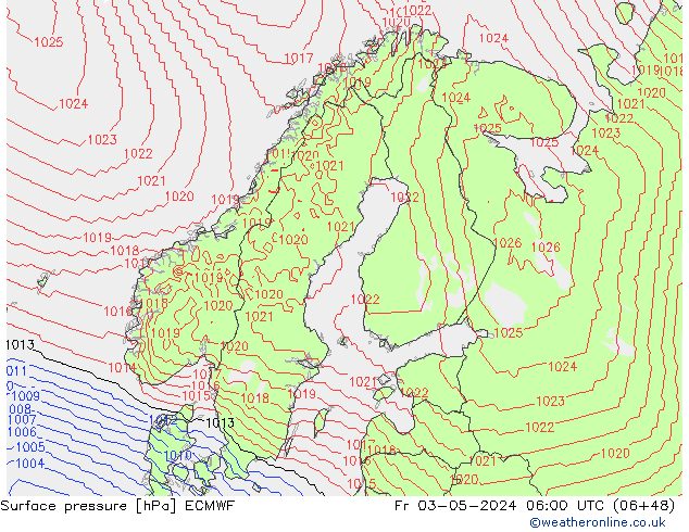 Yer basıncı ECMWF Cu 03.05.2024 06 UTC